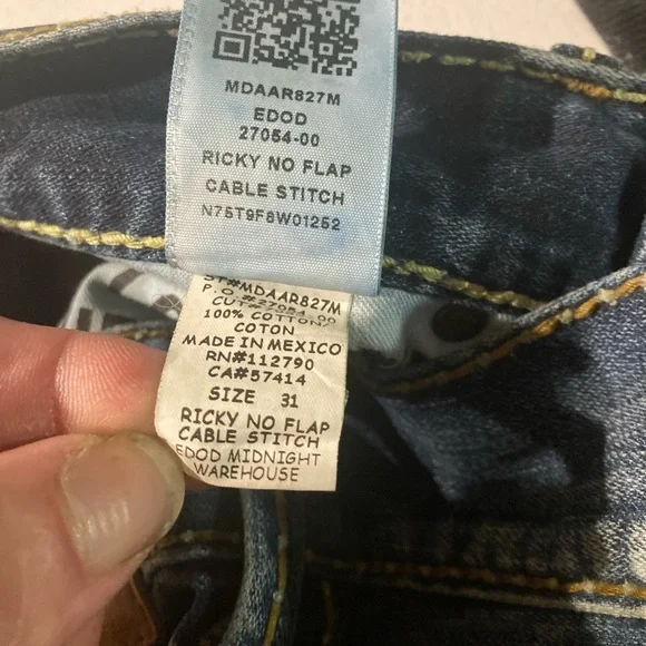 Rare! Ricky/Jimmy cable-stitch denim-set in “MIDNIGHT WAREHOUSE”wash,size 31 & M